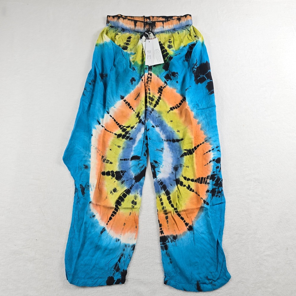 Step In Style Women Tie Dye Cotton Harem Pants Turquoise One Size New NWT